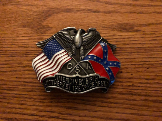 American By Birth Southern By The Grace Of God Belt Buckle