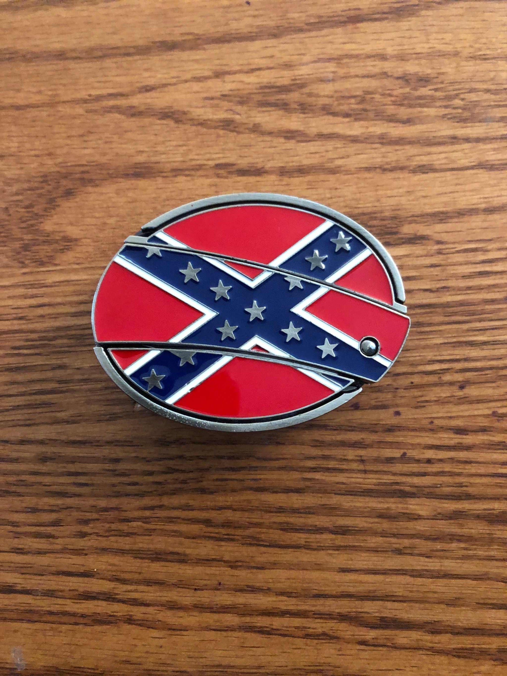 Confederate Rebel Flag Knife Belt Buckle