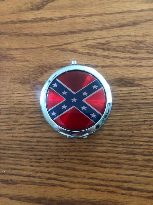 CSA Rebel Battle Confederate Flag Mirrored Compact