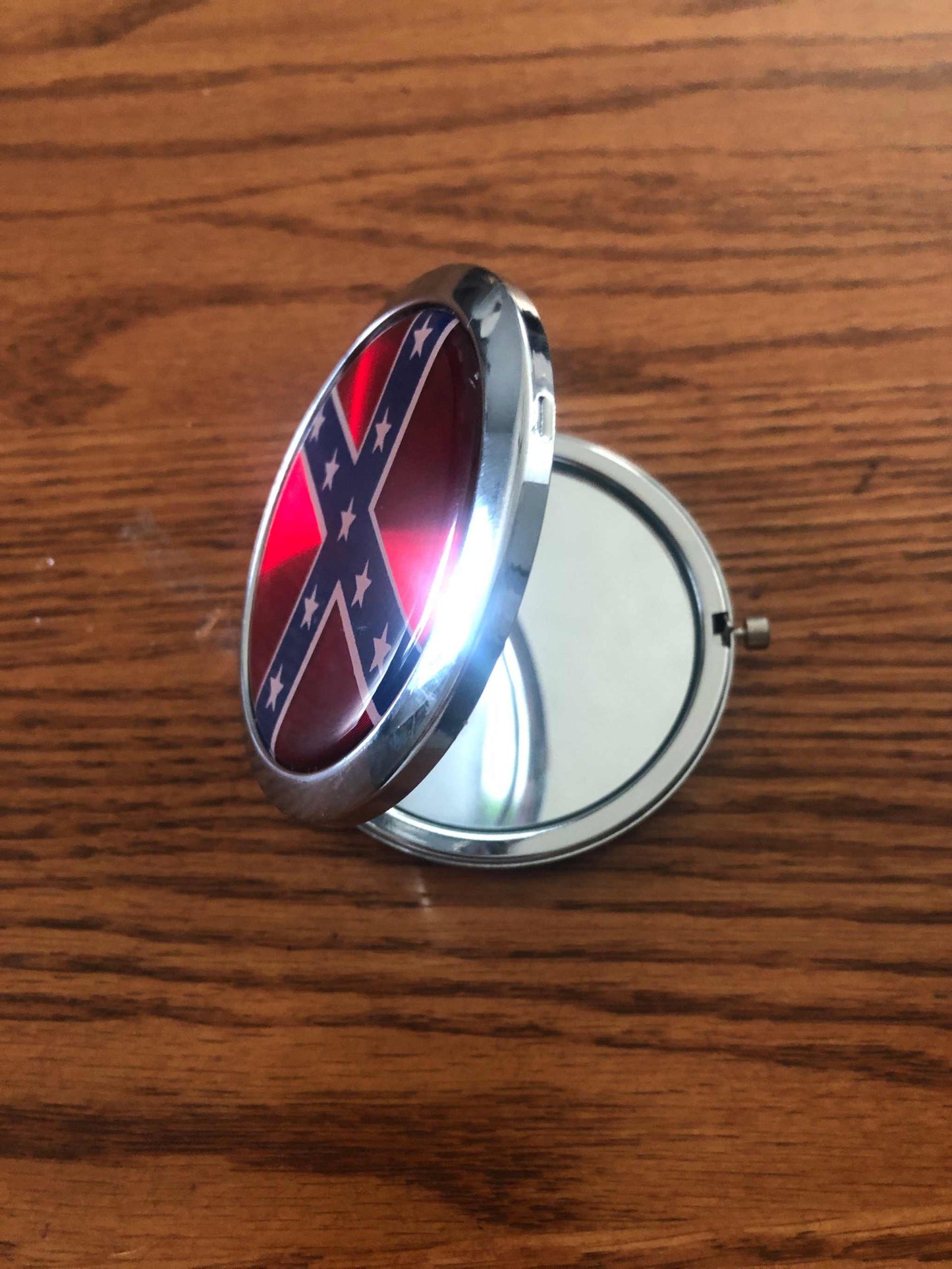 CSA Rebel Battle Confederate Flag Mirrored Compact