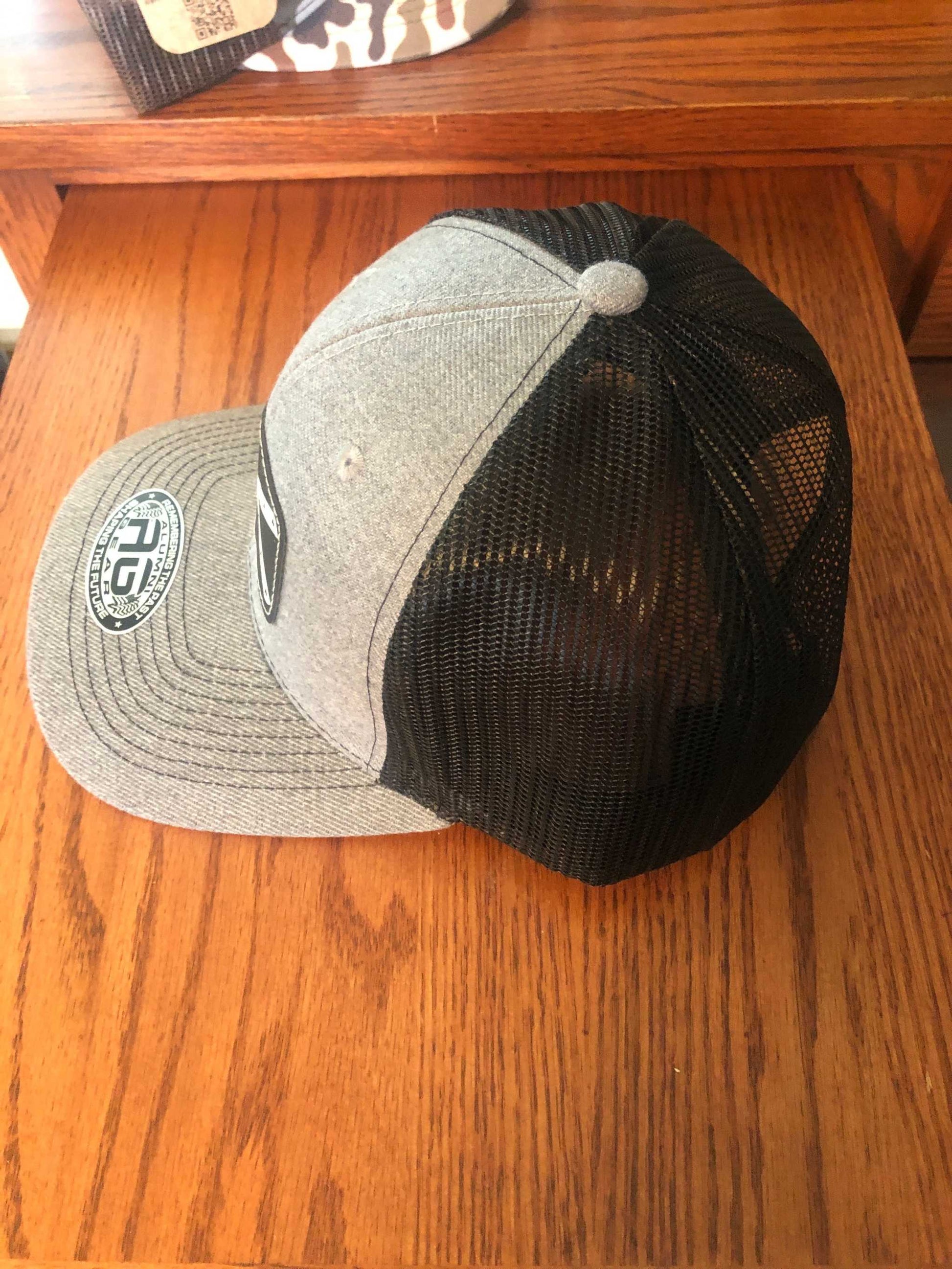 Leather Rebel Confederate Flag Patch Black and Gray Hat