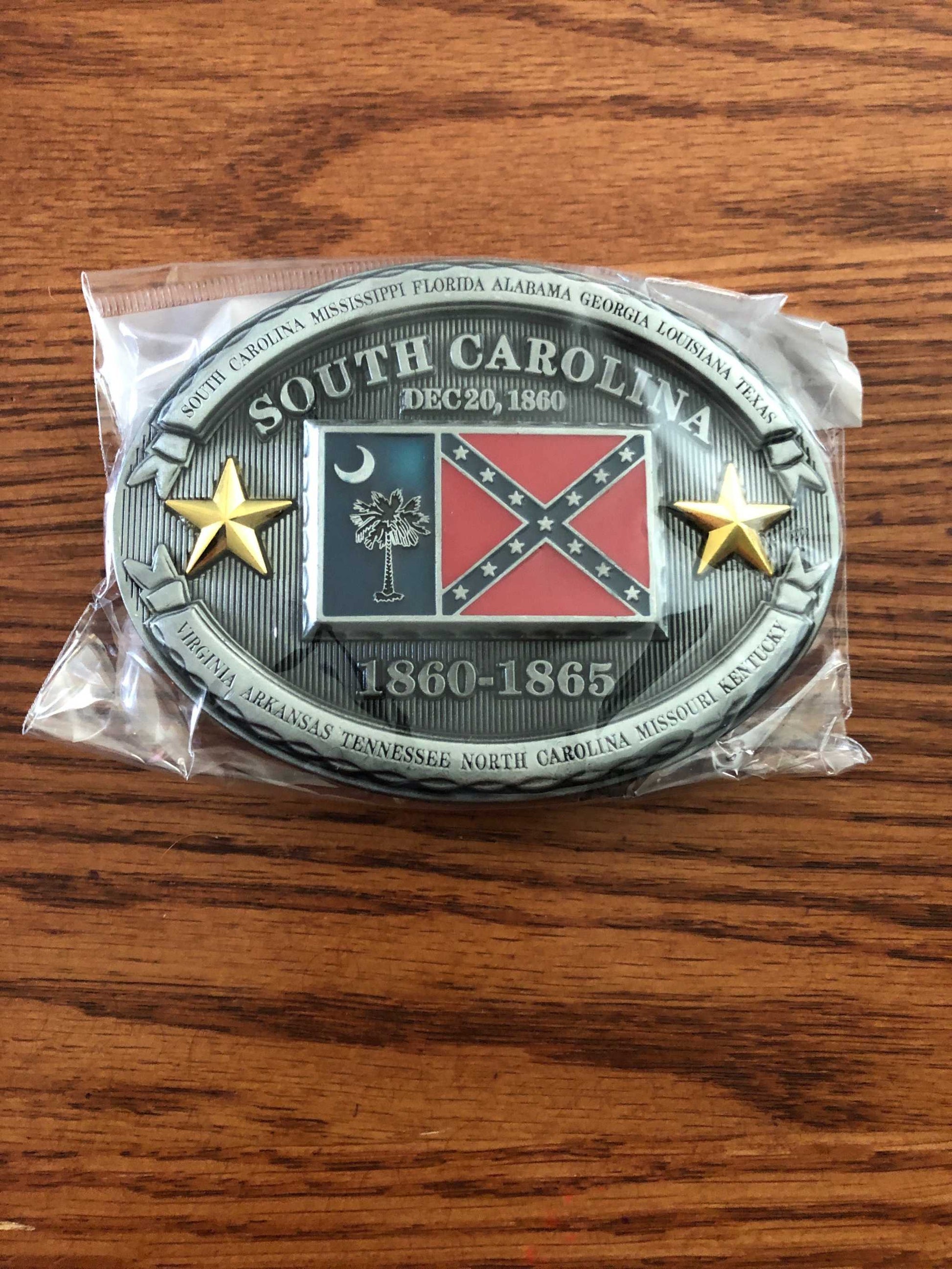 South Carolina Confederate Flag Metal Belt Buckle