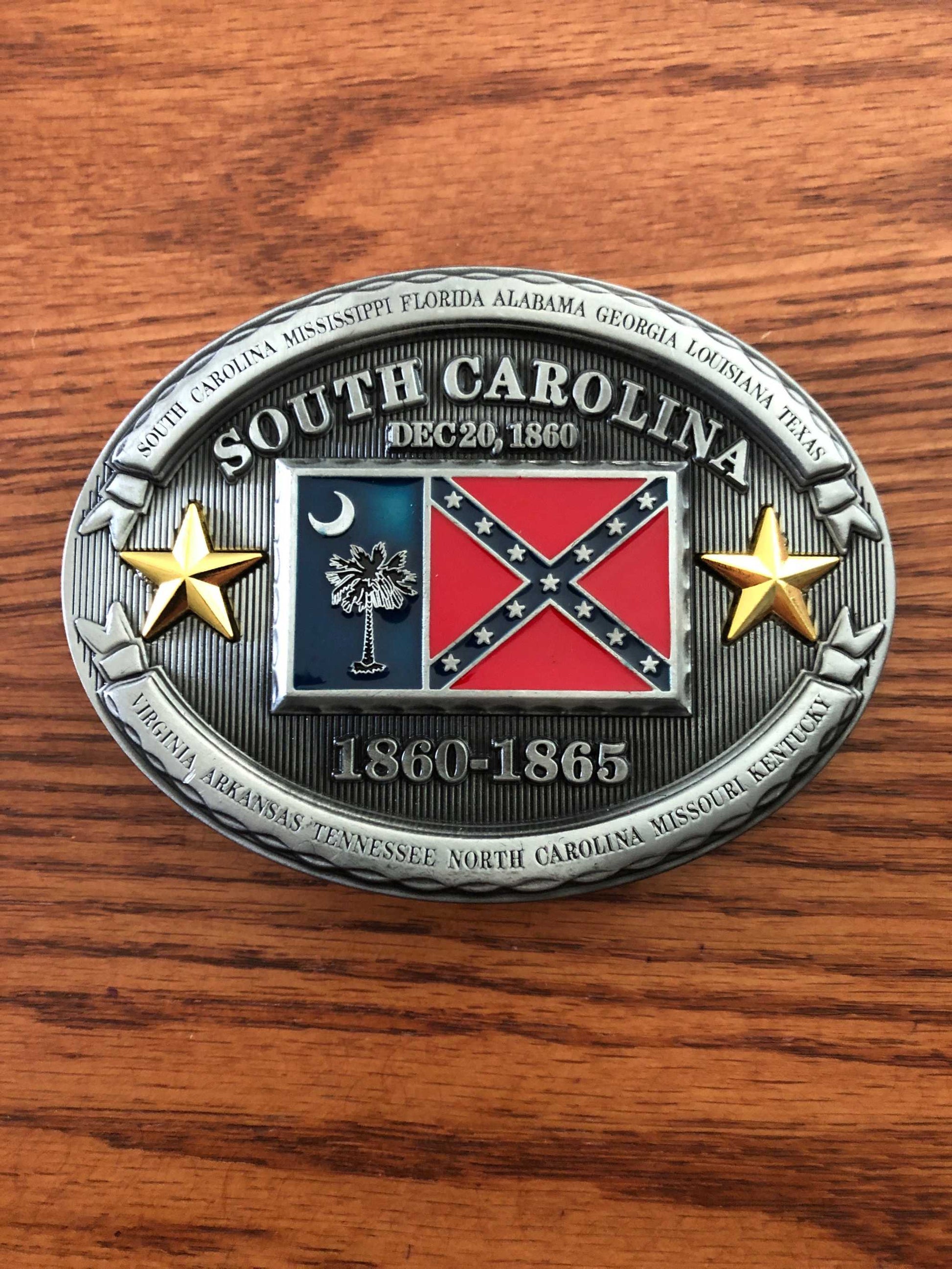 South Carolina Confederate Flag Metal Belt Buckle