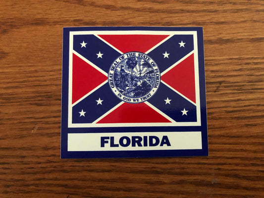 Florida Rebel Battle Flag Decal 3" x 3.25"