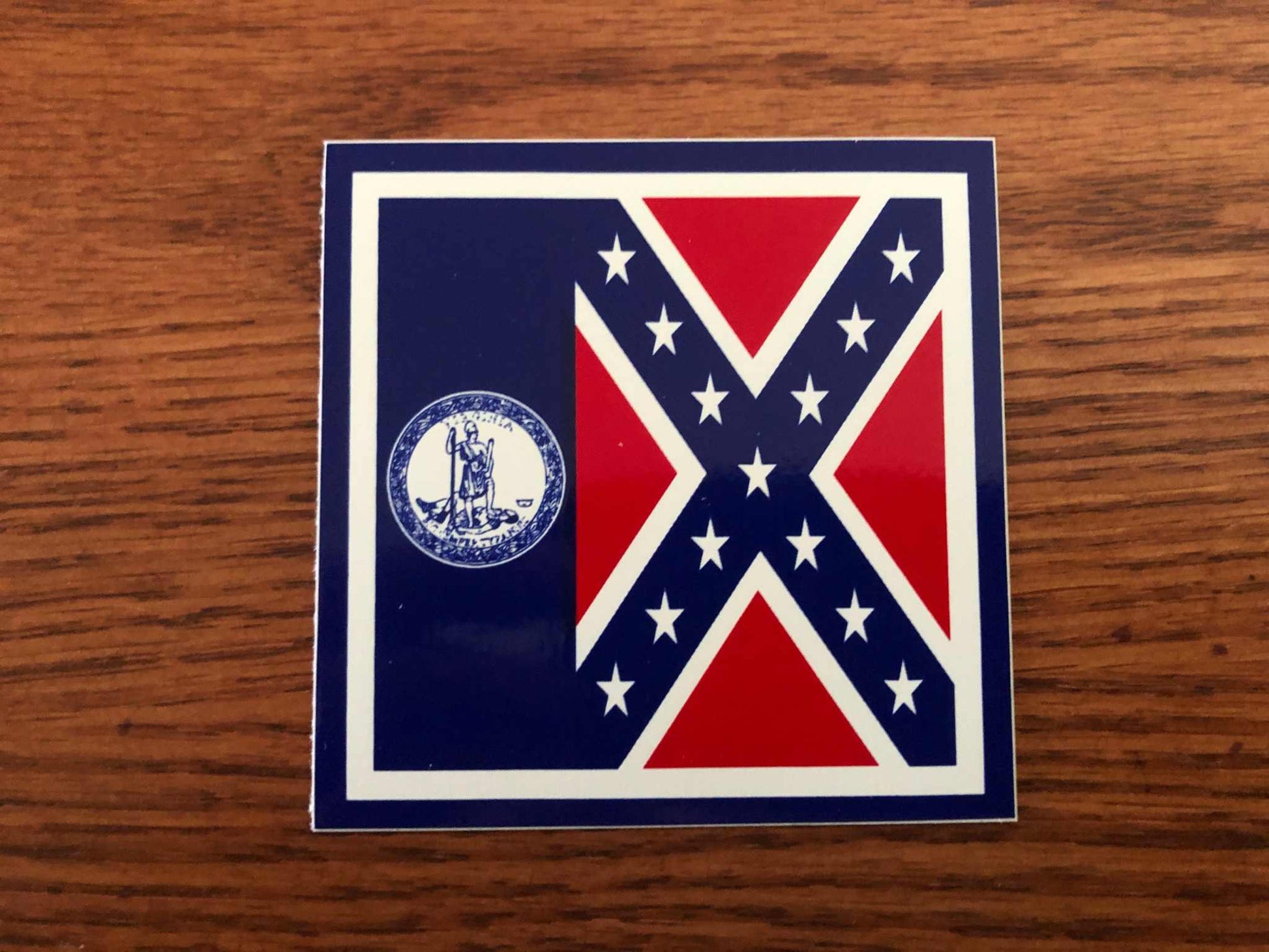 Virginia Rebel Battle Flag Decal Bumper Sticker 3" X 3"