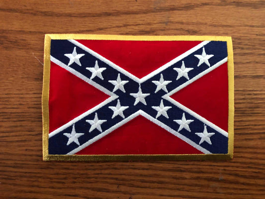 Rebel Battle Flag Velvet Embroidered Patch 4" x 6"