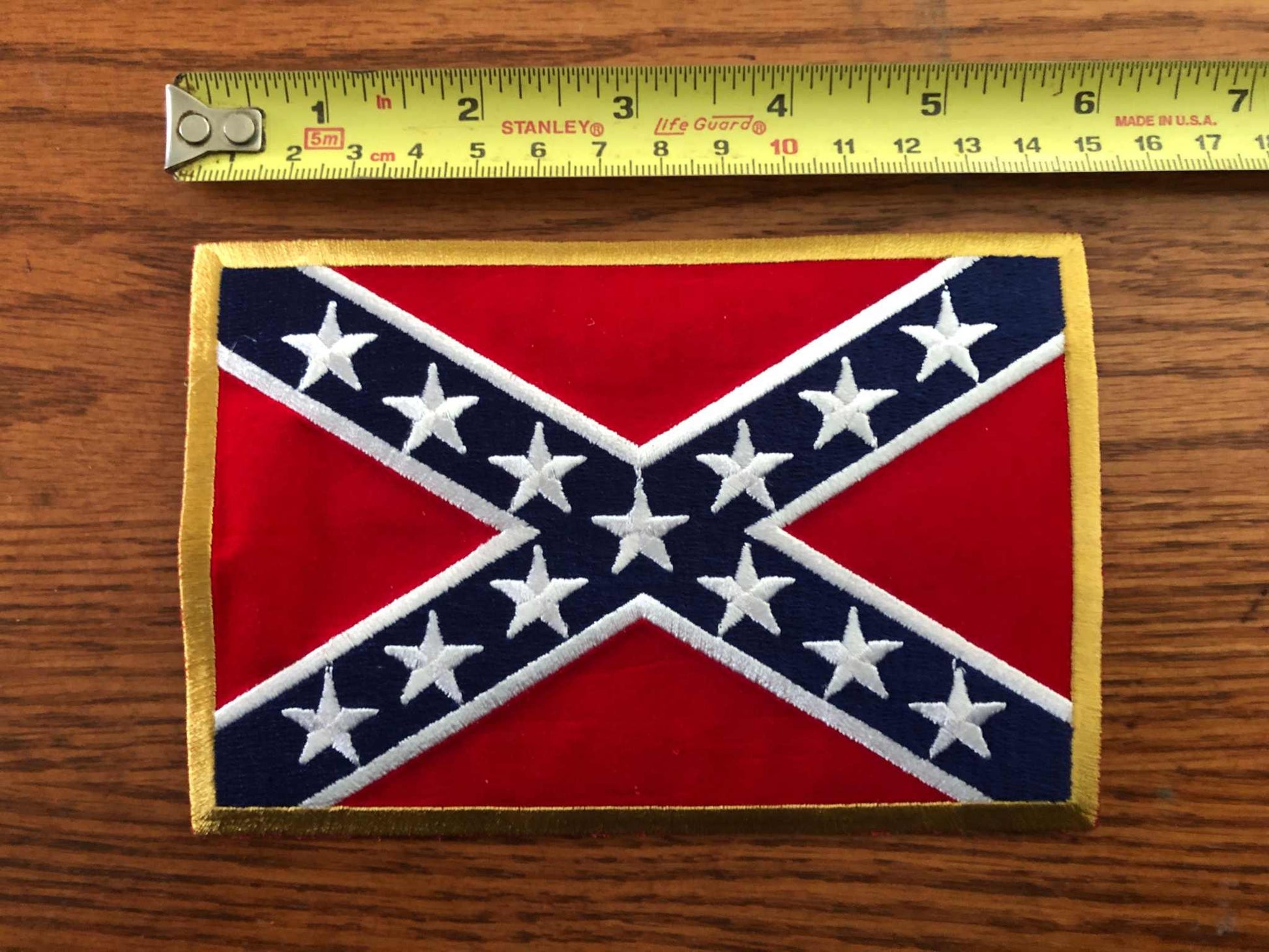 Rebel Battle Flag Velvet Embroidered Patch 4" x 6"