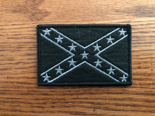 Black and Silver Rebel Battle Flag No Quarter Patch 2" x 3" 