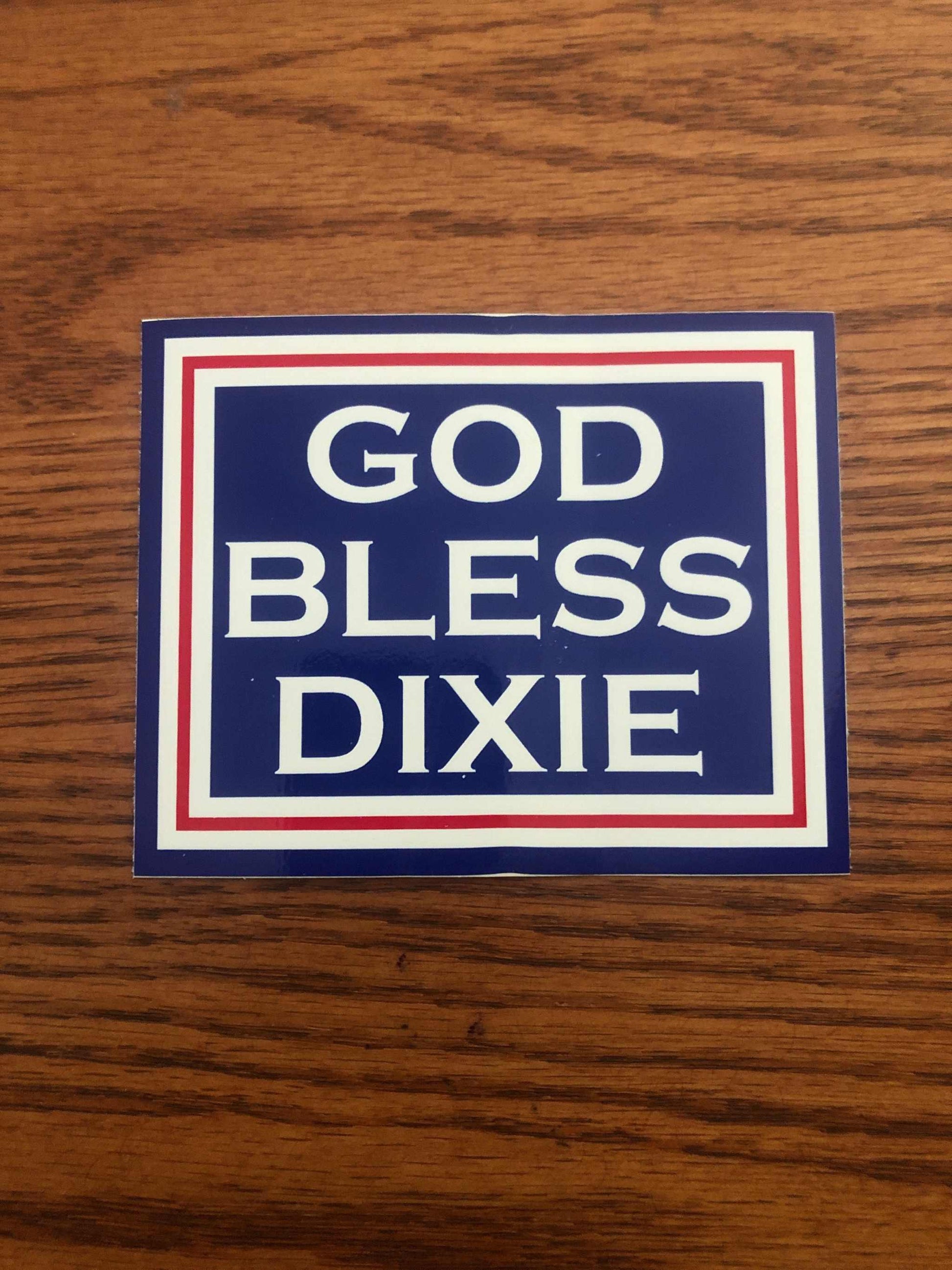 God Bless Dixie Decal Bumper Sticker 3" X 4"