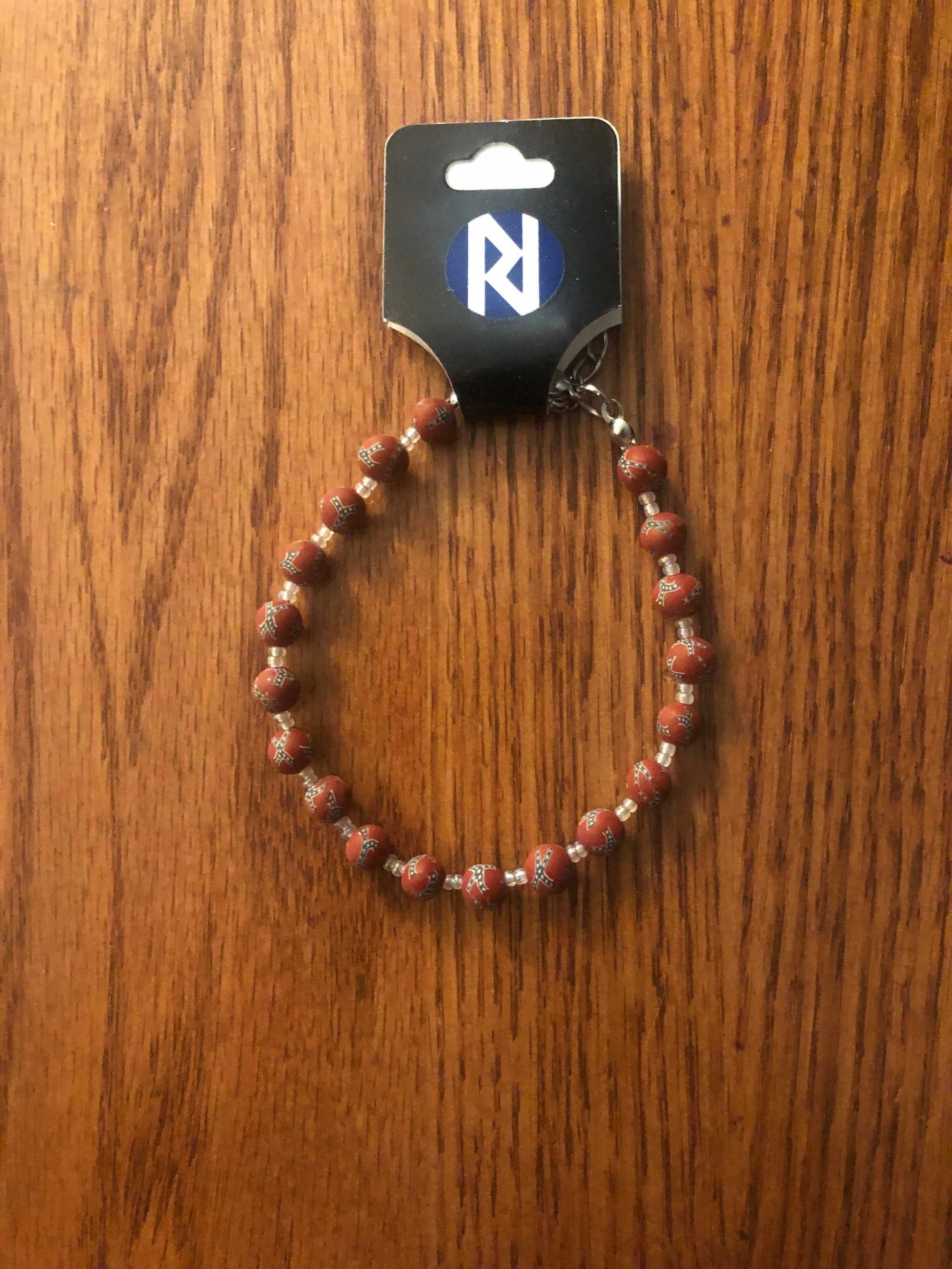 Rebel Battle Flag Bead Bracelet