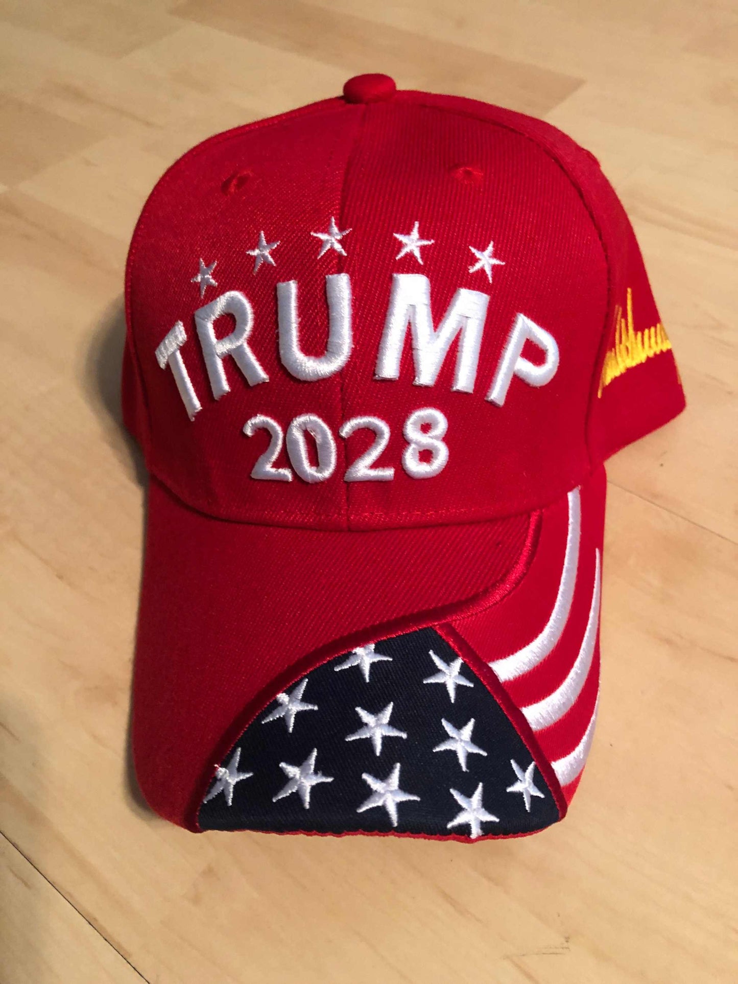 Trump 2028 Signature Embroidered Red Trump Cap Hat