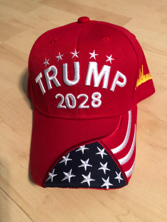 Trump 2028 Signature Embroidered Red Trump Cap Hat