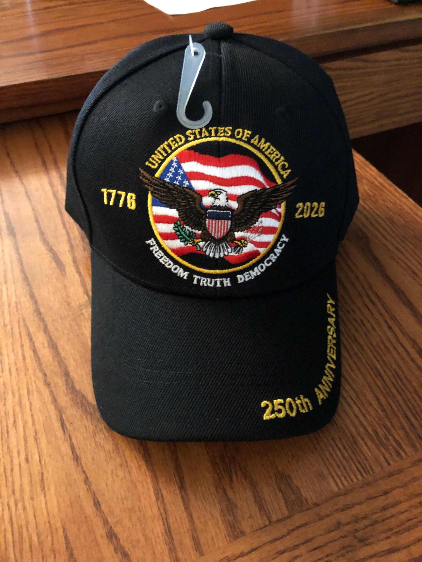 250th Anniversary Cap Hat with Eagle Great Seal Design Embroidered Black