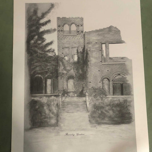 Historic Manor House Ruins at Barnsley Print Unframed Signed by the Artist