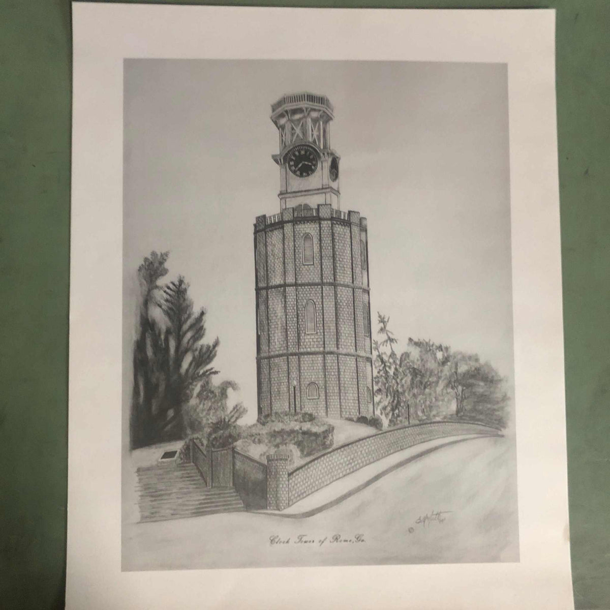 The Historic Rome Georgia Clock Tower Print Unframed Signed by the Artist