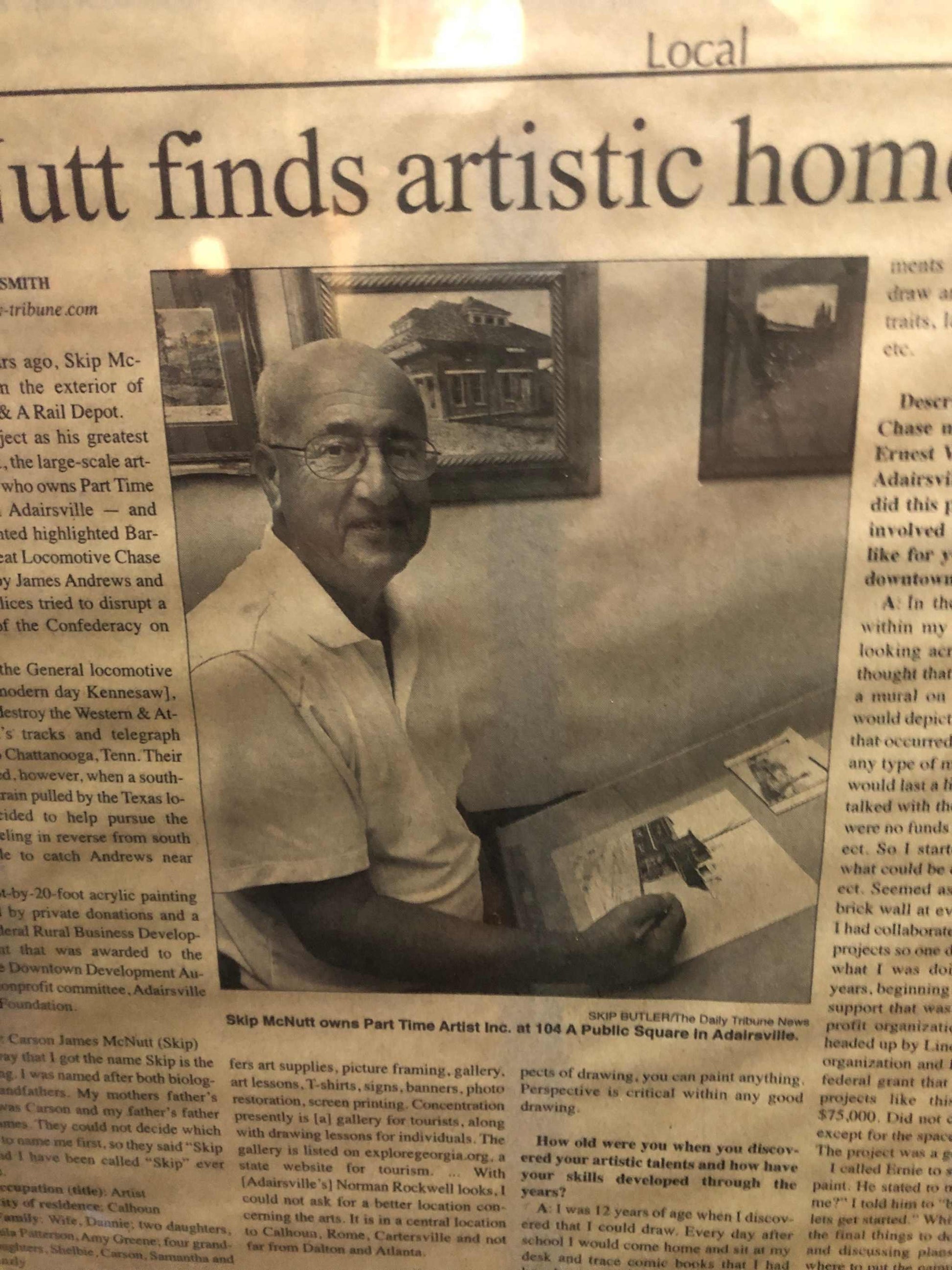 The Bulldog Print Unframed Signed by the Artist Photo and newspaper article obout artist Skip McNutt
