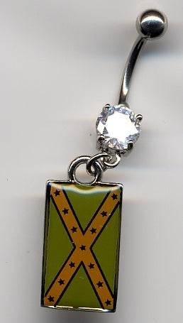 Camo Confederate Battle Flag Navel Belly Button Ring Body Jewelry