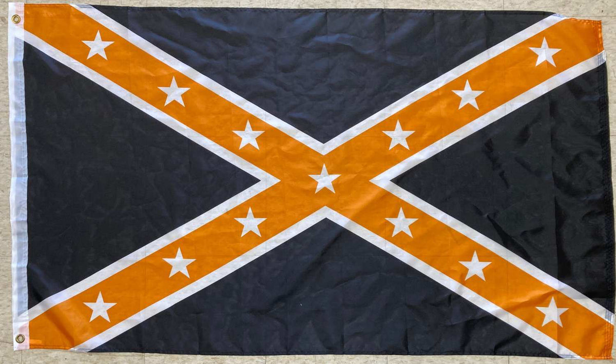 Black and Orange Confederate Flag 3' x 5' Polyester