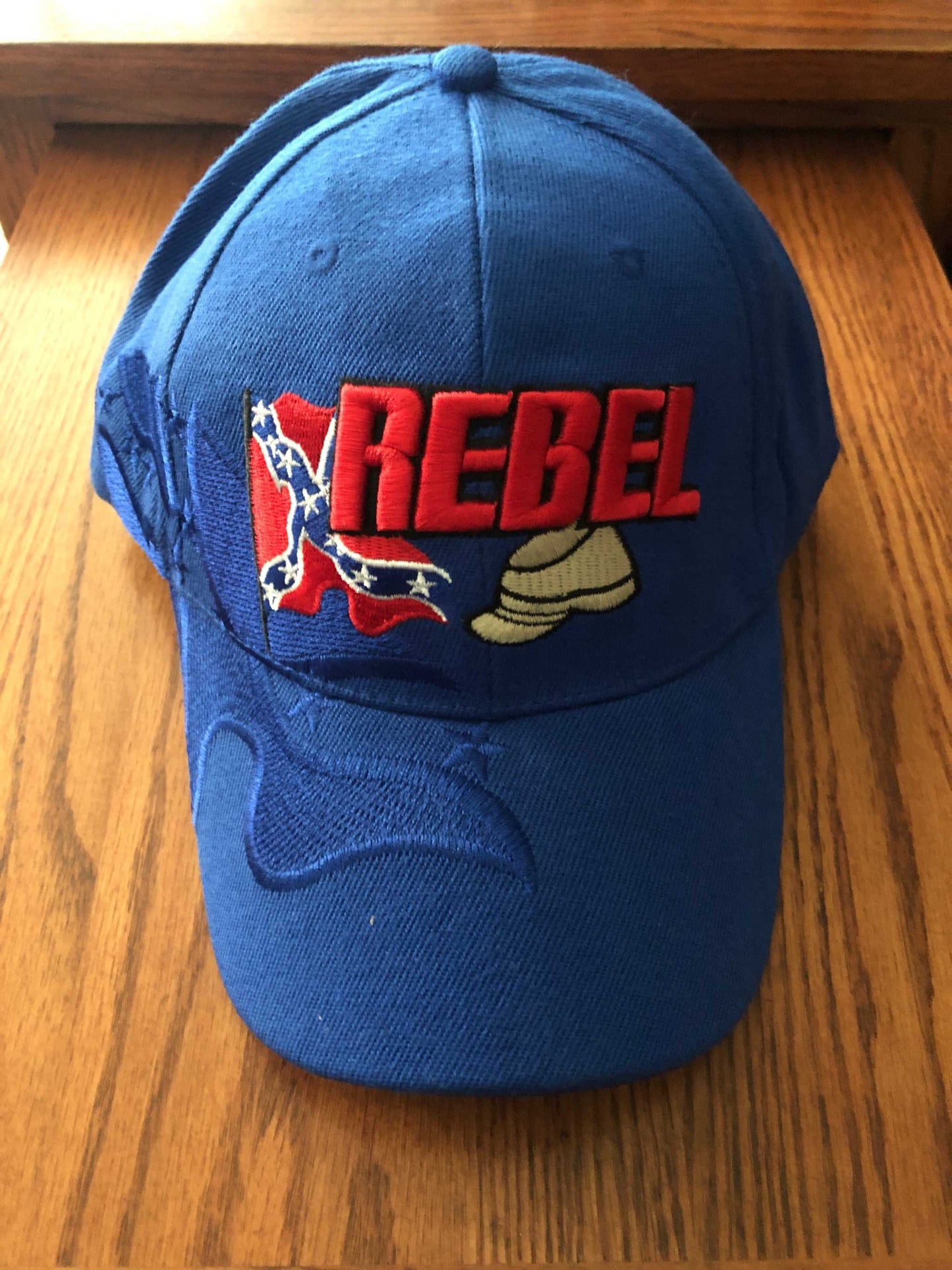 CSA Rebel with Battle Flag and Kepi Embroidered Blue Cap Hat