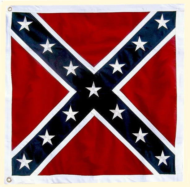Confederate Square Battle Flag 210D Polyester 52" x 52" Sewn & Embroidered
