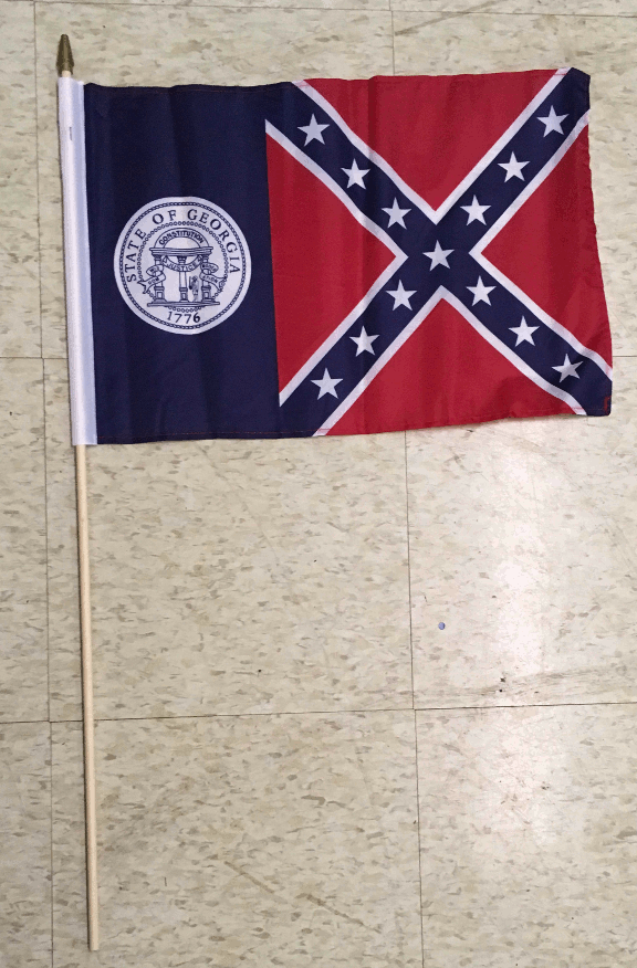 1956 Old Georgia State Flag 12" x 18" Stick Flag
